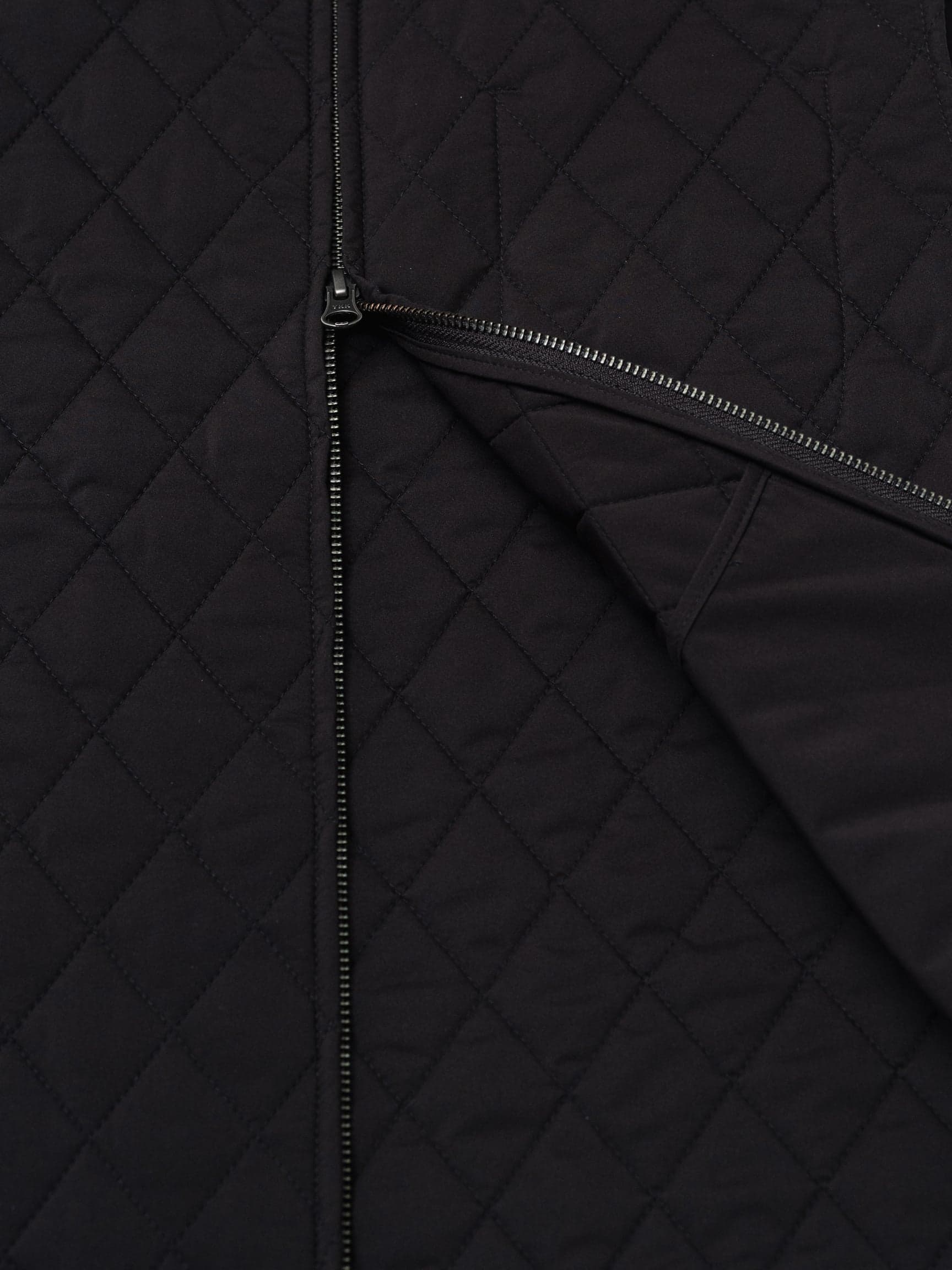 Quilted Gilet — detail prošití a zipu